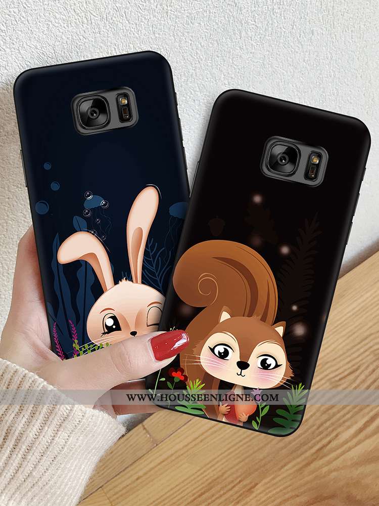 Étui Samsung Galaxy S6 Edge Fluide Doux Silicone Animal Charmant Peinture Coque Dessin Animé Noir