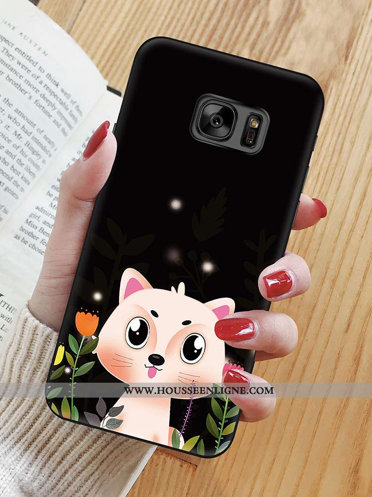 Étui Samsung Galaxy S6 Edge Fluide Doux Silicone Animal Charmant Peinture Coque Dessin Animé Noir