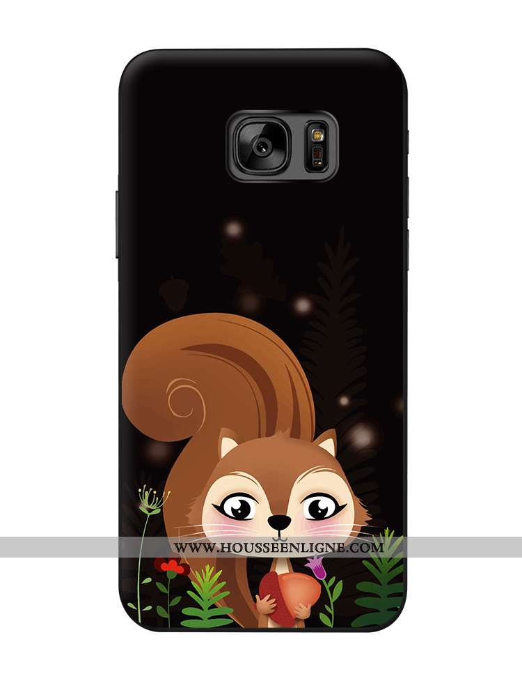 Étui Samsung Galaxy S6 Edge Fluide Doux Silicone Animal Charmant Peinture Coque Dessin Animé Noir