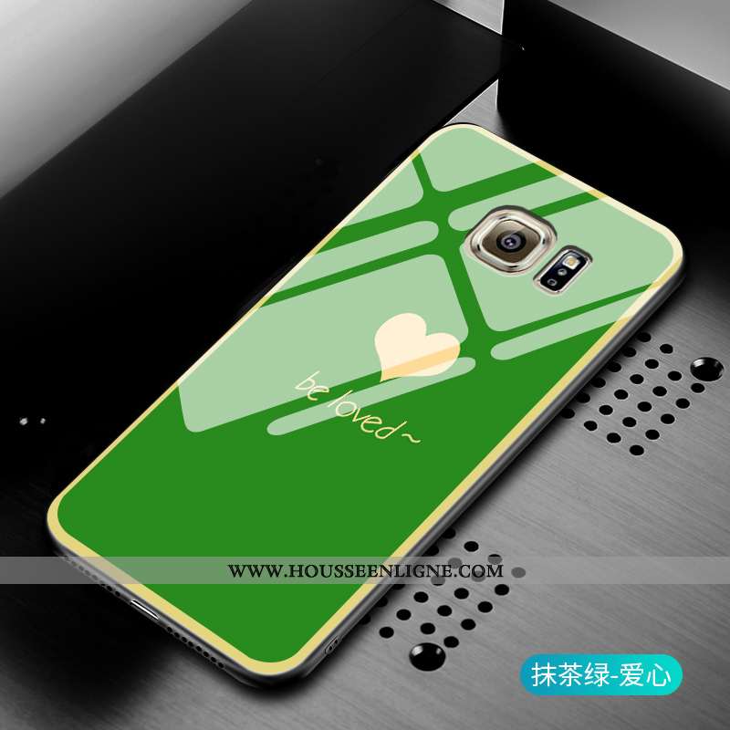Étui Samsung Galaxy S6 Edge Mode Protection Tout Compris Verre Petit Simple Coque Verte