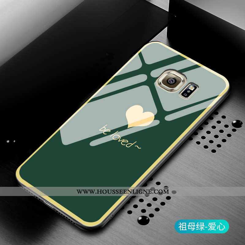 Étui Samsung Galaxy S6 Edge Mode Protection Tout Compris Verre Petit Simple Coque Verte