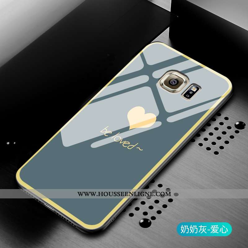 Étui Samsung Galaxy S6 Edge Mode Protection Tout Compris Verre Petit Simple Coque Verte