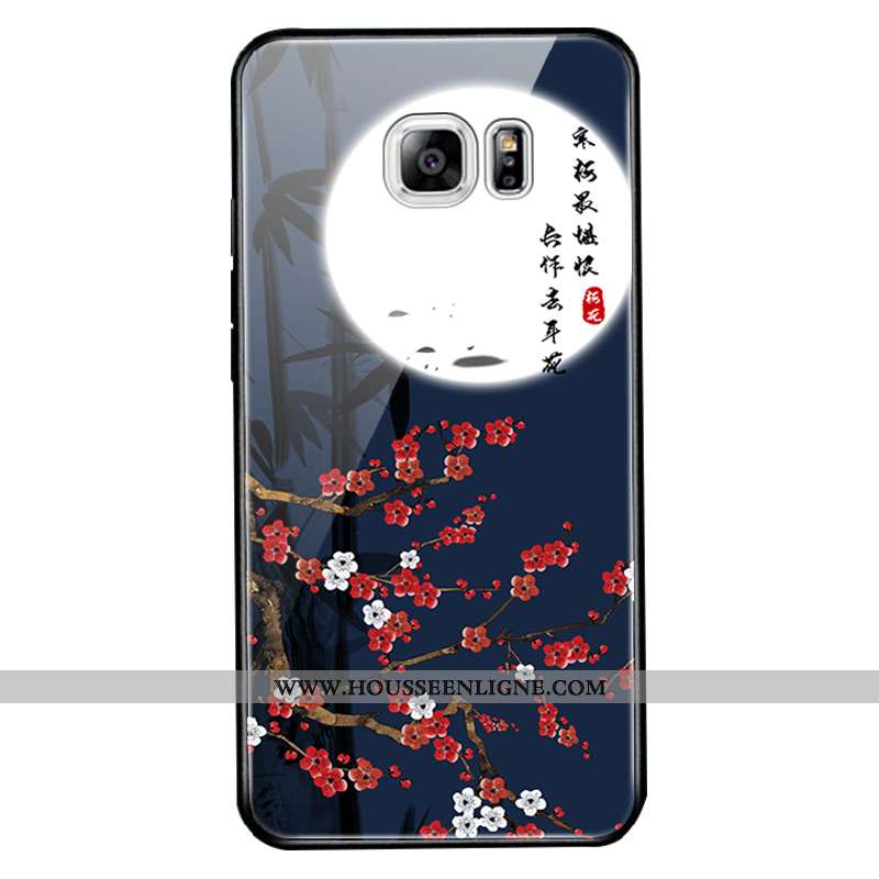 Étui Samsung Galaxy S6 Edge Protection Verre Bleu Marin Étoile Nouveau Miroir Bleu Foncé