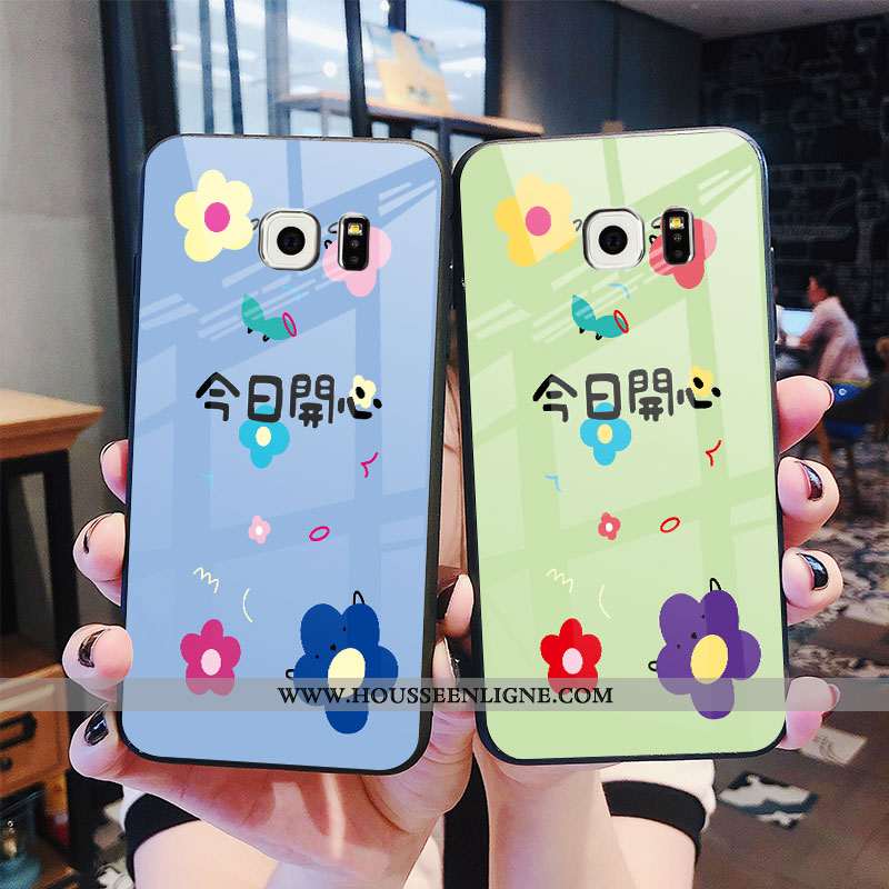 Étui Samsung Galaxy S6 Edge Protection Verre Coque Dessin Animé Tout Compris Personnalité Verte