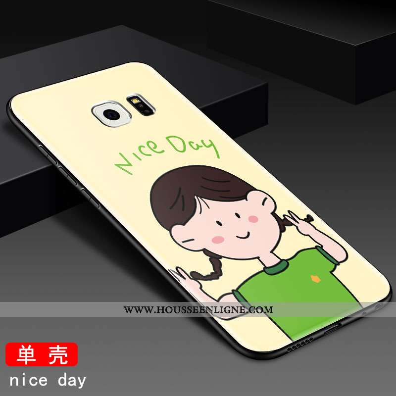 Étui Samsung Galaxy S6 Edge Protection Verre Coque Dessin Animé Tout Compris Personnalité Verte