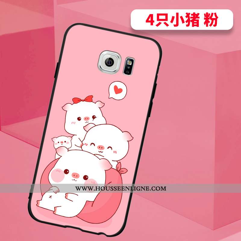 Étui Samsung Galaxy S6 Edge Silicone Mode Délavé En Daim Cou Suspendu Personnalité Protection Bleu