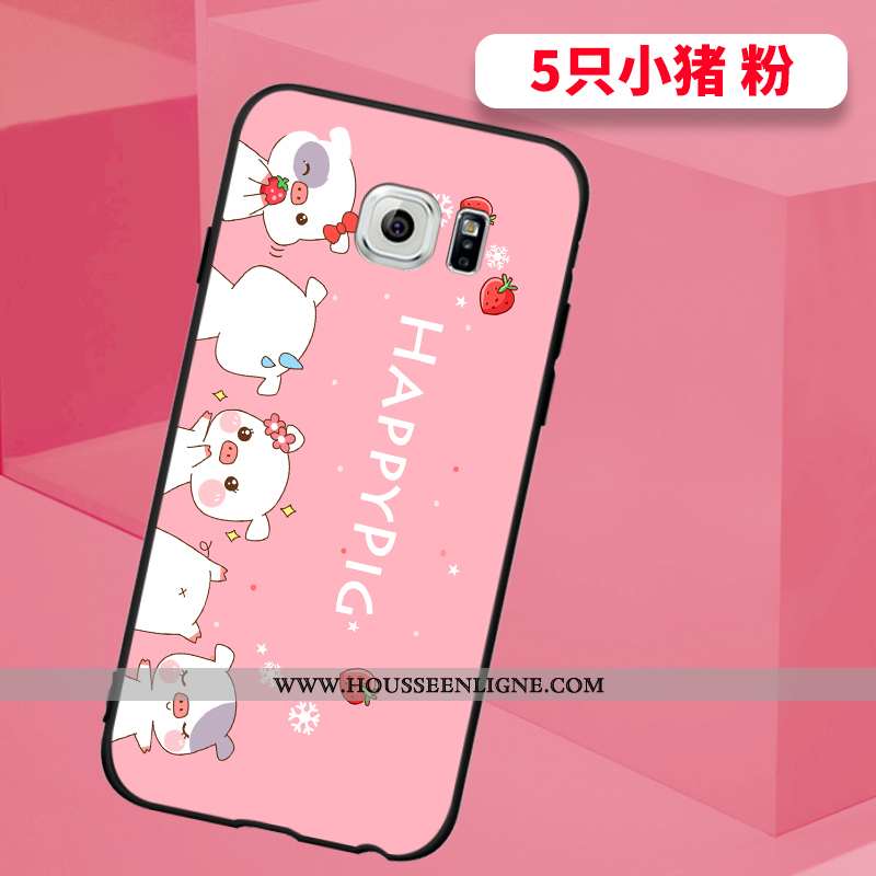 Étui Samsung Galaxy S6 Edge Silicone Mode Délavé En Daim Cou Suspendu Personnalité Protection Bleu
