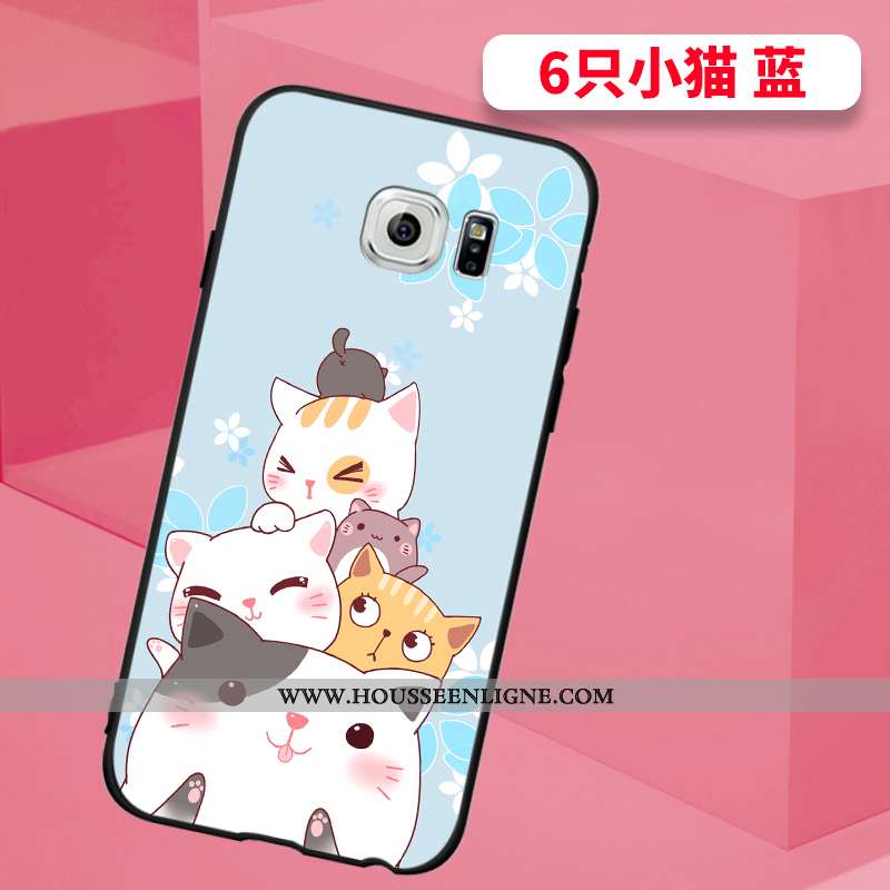 Étui Samsung Galaxy S6 Edge Silicone Mode Délavé En Daim Cou Suspendu Personnalité Protection Bleu
