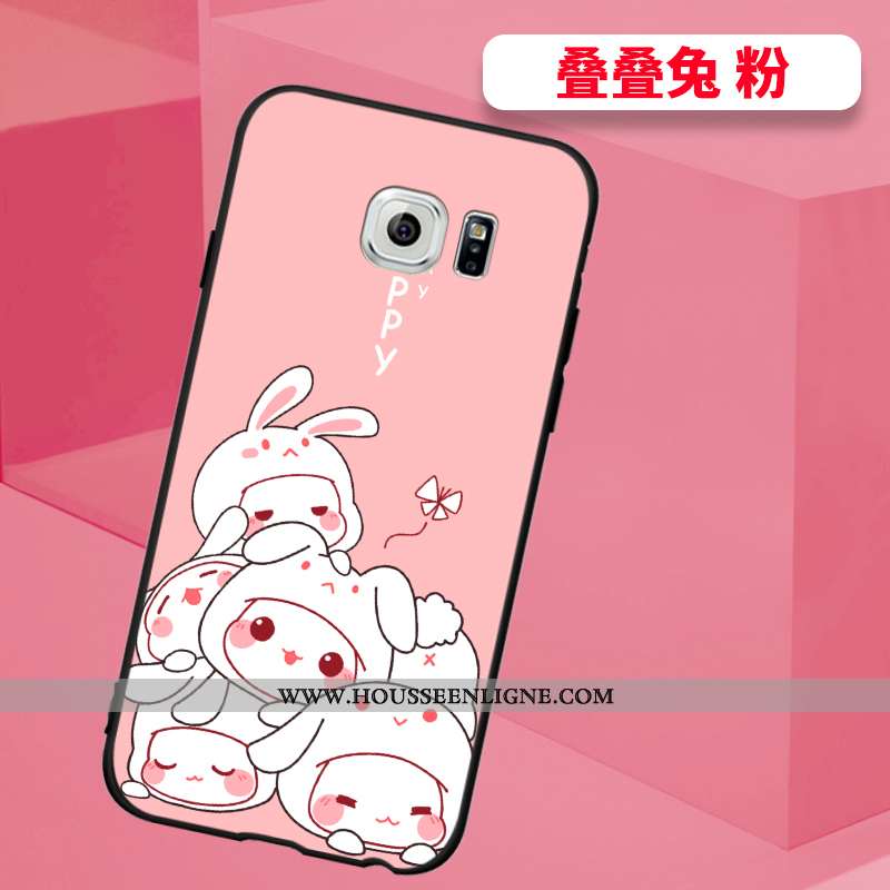 Étui Samsung Galaxy S6 Edge Silicone Mode Délavé En Daim Cou Suspendu Personnalité Protection Bleu