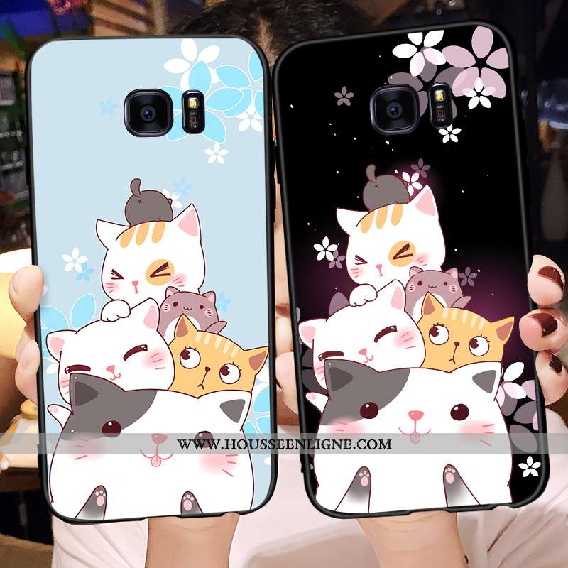 Étui Samsung Galaxy S6 Edge Silicone Mode Délavé En Daim Cou Suspendu Personnalité Protection Bleu