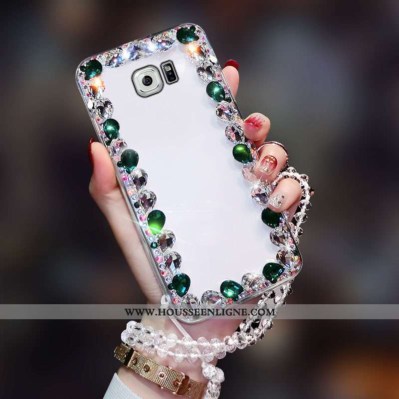 Étui Samsung Galaxy S6 Edge Transparent Strass Fluide Doux Coque Protection Tendance Rose