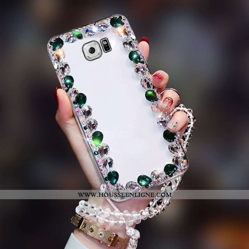 Étui Samsung Galaxy S6 Edge Transparent Strass Fluide Doux Coque Protection Tendance Rose