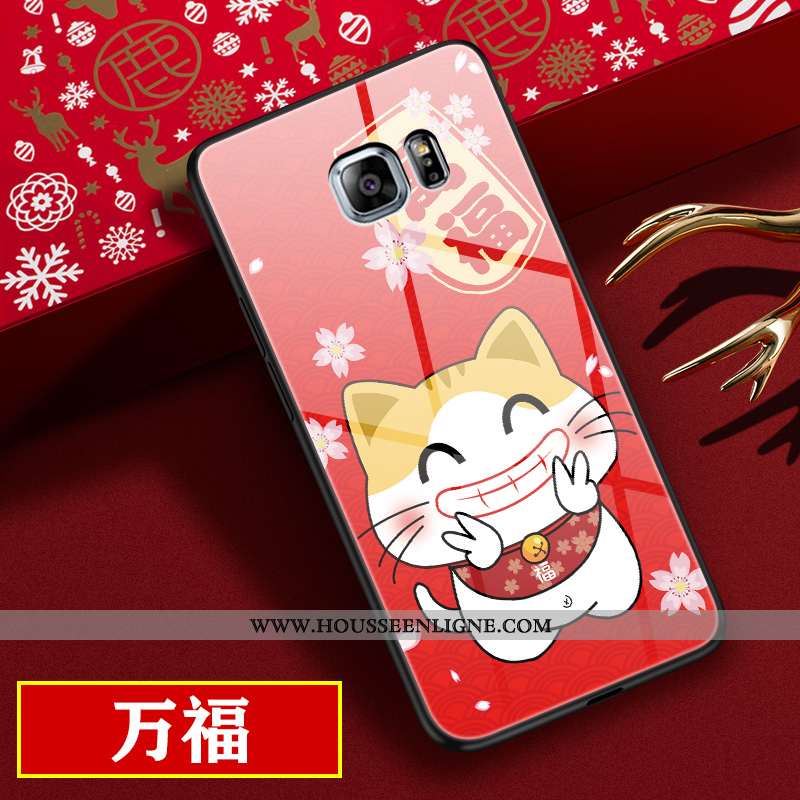 Étui Samsung Galaxy S6 Edge Verre Personnalité Nouveau Rat Amoureux Dessin Animé Tendance Rouge