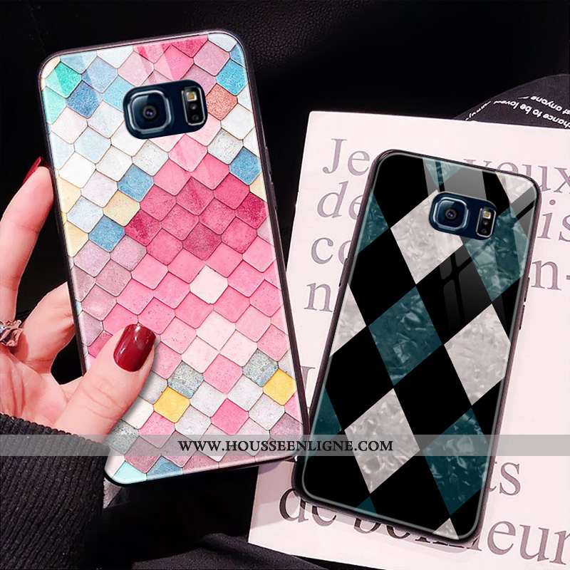 Étui Samsung Galaxy S6 Edge Verre Téléphone Portable Incassable Coque Rose Tout Compris Or