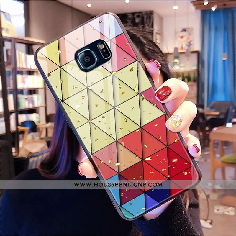 Étui Samsung Galaxy S6 Edge Verre Téléphone Portable Incassable Coque Rose Tout Compris Or