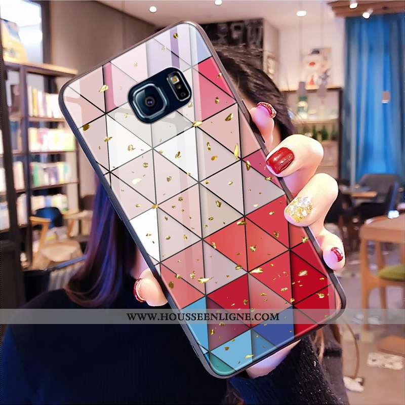 Étui Samsung Galaxy S6 Edge Verre Téléphone Portable Incassable Coque Rose Tout Compris Or