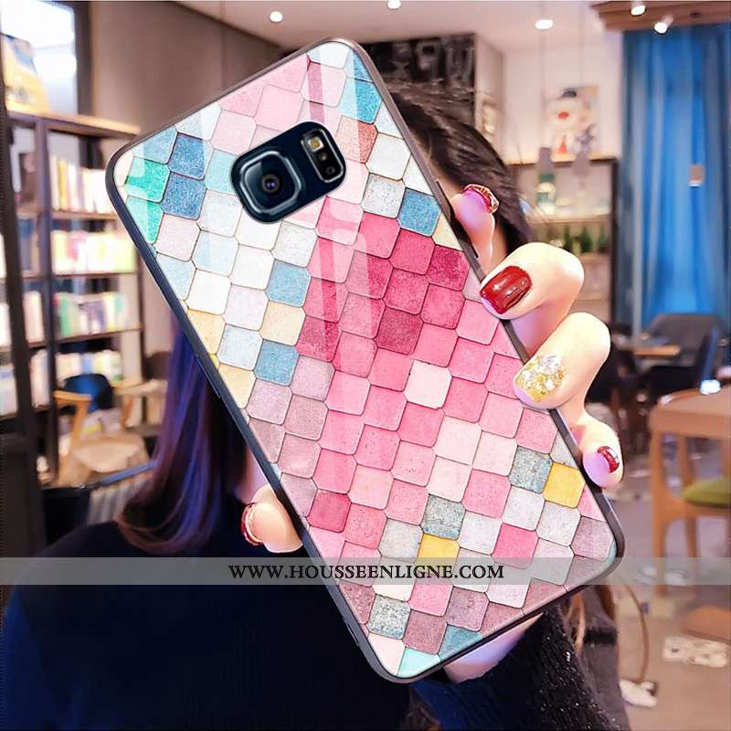 Étui Samsung Galaxy S6 Edge Verre Téléphone Portable Incassable Coque Rose Tout Compris Or