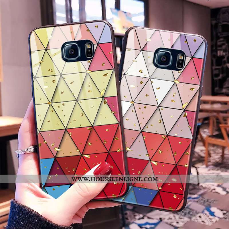 Étui Samsung Galaxy S6 Edge Verre Téléphone Portable Incassable Coque Rose Tout Compris Or