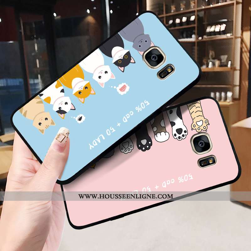 Étui Samsung Galaxy S6 Fluide Doux Silicone Tout Compris Délavé En Daim Dessin Animé Amoureux Créati