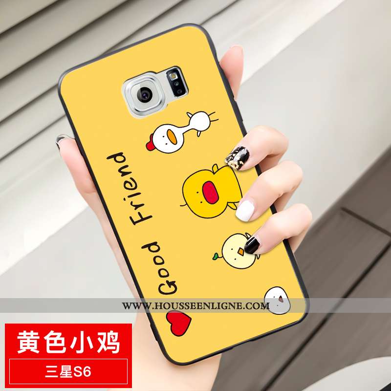Étui Samsung Galaxy S6 Fluide Doux Silicone Tout Compris Délavé En Daim Dessin Animé Amoureux Créati