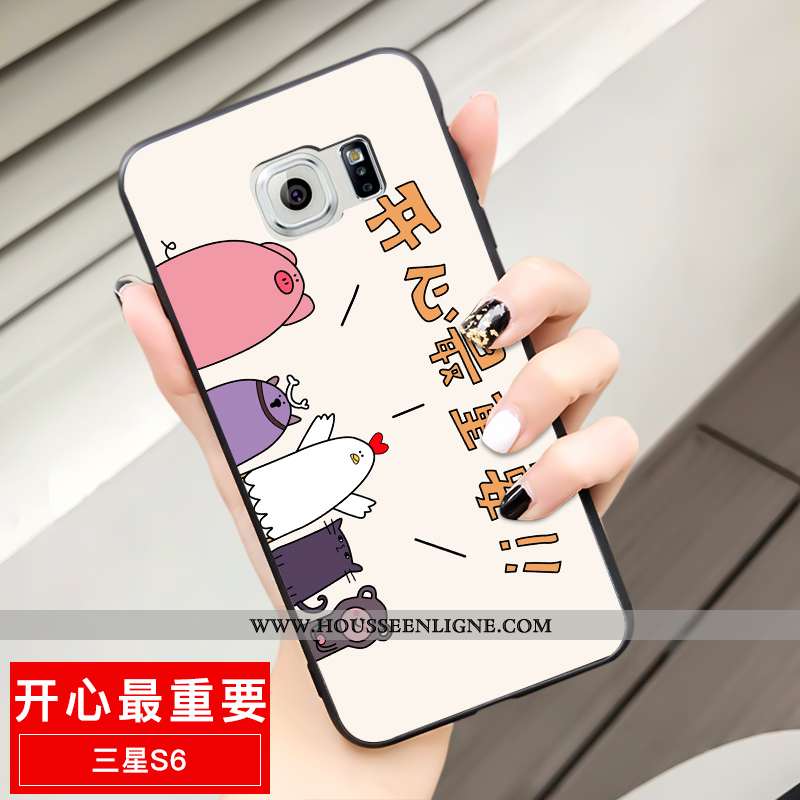 Étui Samsung Galaxy S6 Fluide Doux Silicone Tout Compris Délavé En Daim Dessin Animé Amoureux Créati