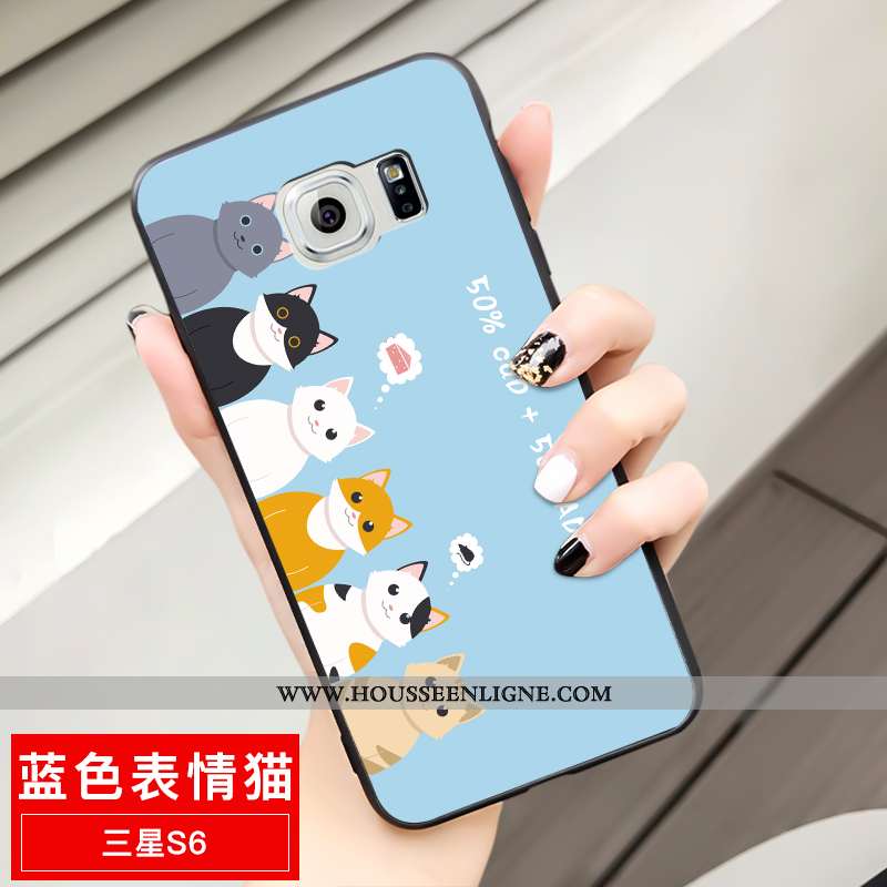 Étui Samsung Galaxy S6 Fluide Doux Silicone Tout Compris Délavé En Daim Dessin Animé Amoureux Créati