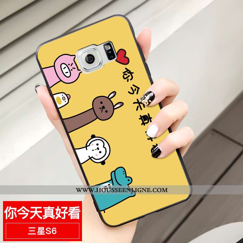 Étui Samsung Galaxy S6 Fluide Doux Silicone Tout Compris Délavé En Daim Dessin Animé Amoureux Créati