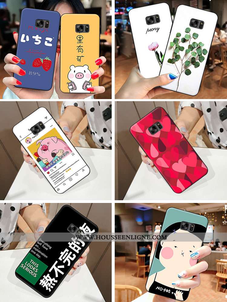 Étui Samsung Galaxy S6 Silicone Dessin Animé Amoureux Téléphone Portable Fluide Doux Étoile Blanche