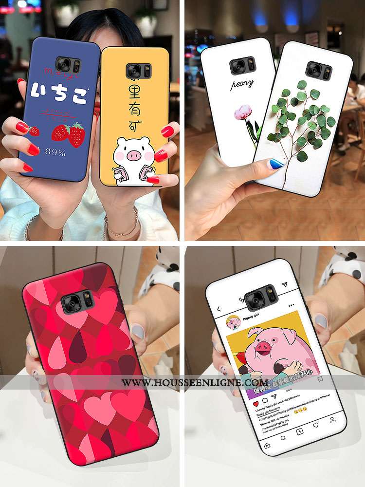 Étui Samsung Galaxy S6 Silicone Dessin Animé Amoureux Téléphone Portable Fluide Doux Étoile Blanche
