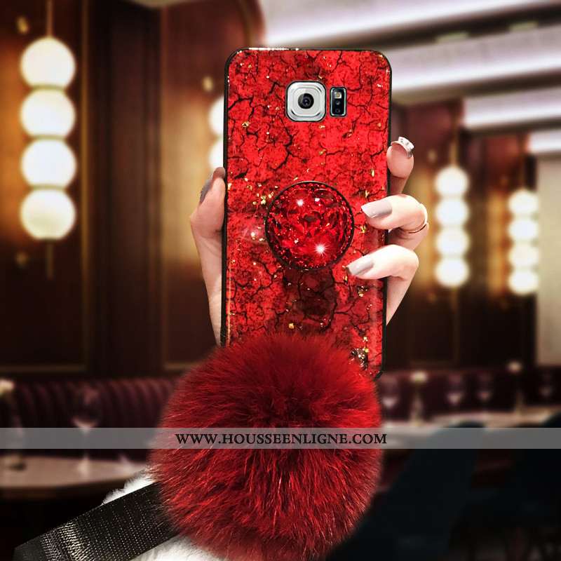 Étui Samsung Galaxy S6 Silicone Protection Luxe Téléphone Portable Étoile Tout Compris Support Verte
