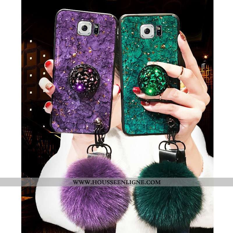 Étui Samsung Galaxy S6 Silicone Protection Luxe Téléphone Portable Étoile Tout Compris Support Verte