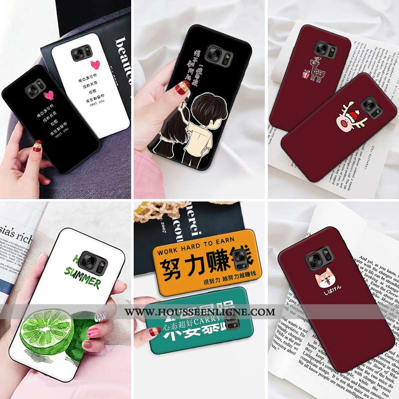 Étui Samsung Galaxy S7 Créatif Dessin Animé Téléphone Portable Vin Rouge Étoile Fluide Doux Personna