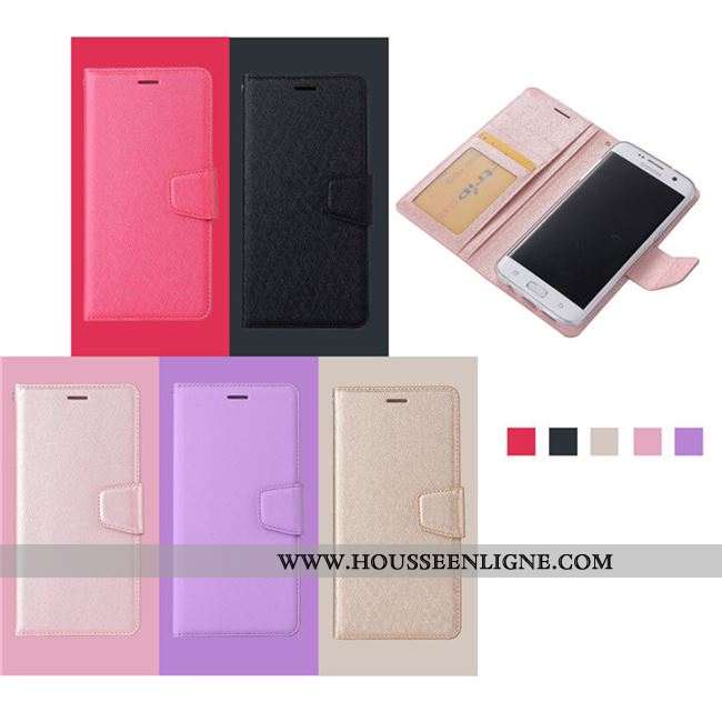Étui Samsung Galaxy S7 Cuir Clamshell Violet Téléphone Portable Carte Coque