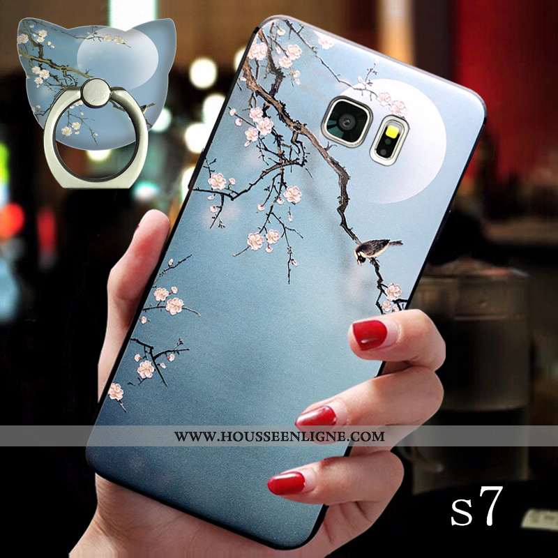 Étui Samsung Galaxy S7 Délavé En Daim Ornements Suspendus Créatif Support Étoile Téléphone Portable 