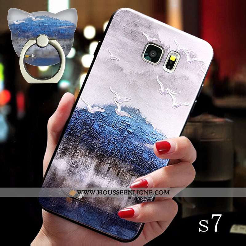 Étui Samsung Galaxy S7 Délavé En Daim Ornements Suspendus Créatif Support Étoile Téléphone Portable 