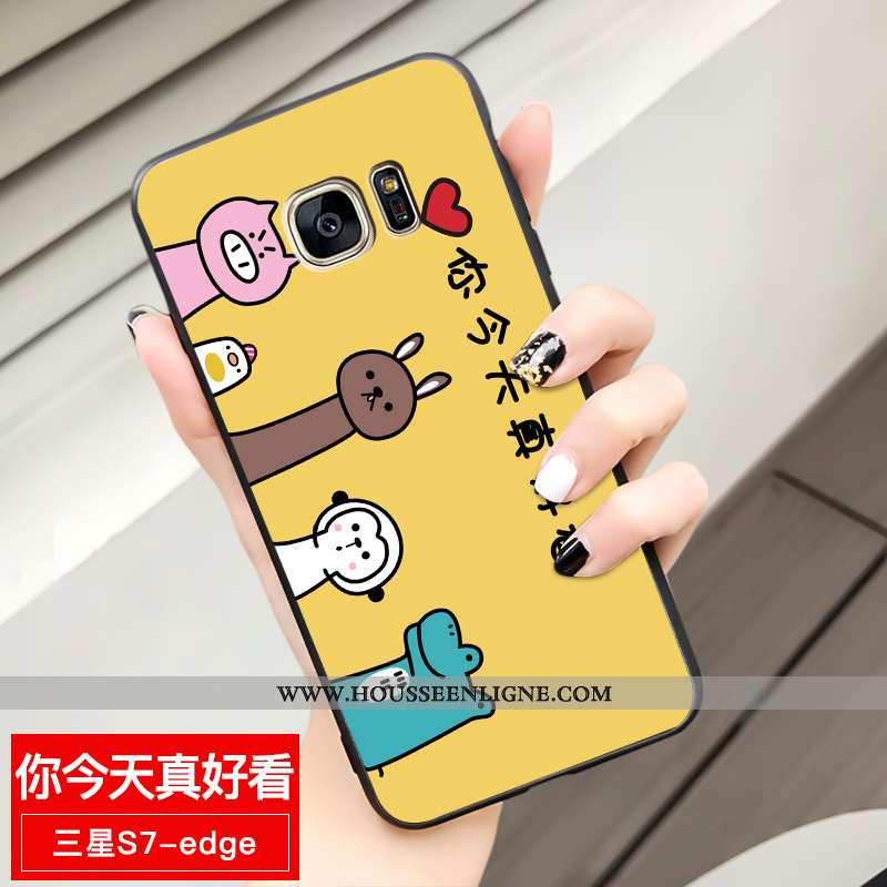 Étui Samsung Galaxy S7 Edge Fluide Doux Protection Téléphone Portable Étoile Jaune Dessin Animé