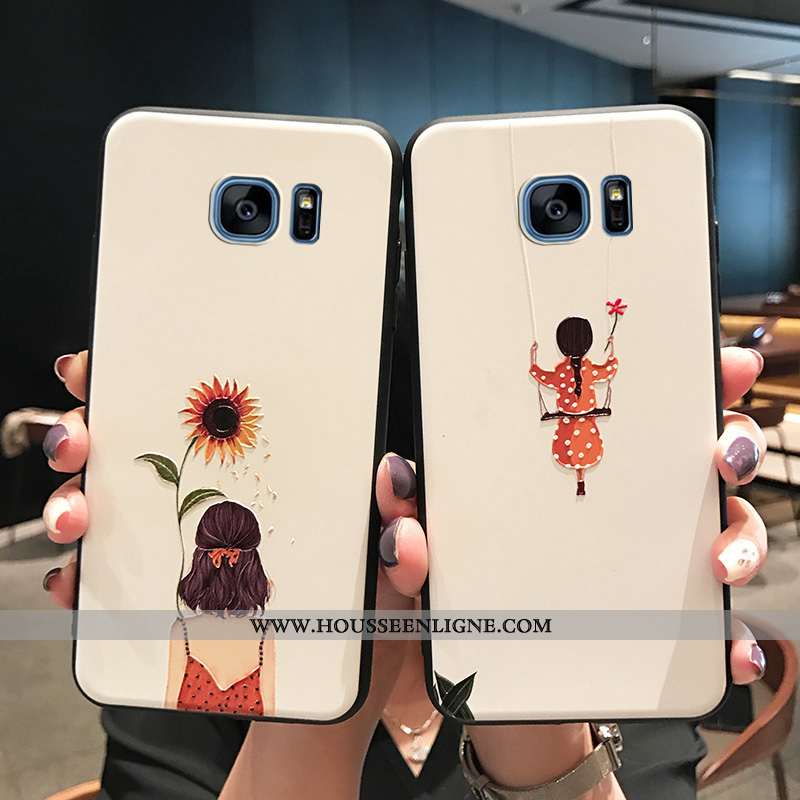 Étui Samsung Galaxy S7 Edge Fluide Doux Silicone Personnalité Blanc Gaufrage Coque Petit Blanche