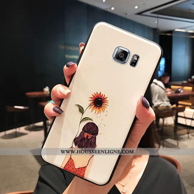 Étui Samsung Galaxy S7 Edge Fluide Doux Silicone Personnalité Blanc Gaufrage Coque Petit Blanche