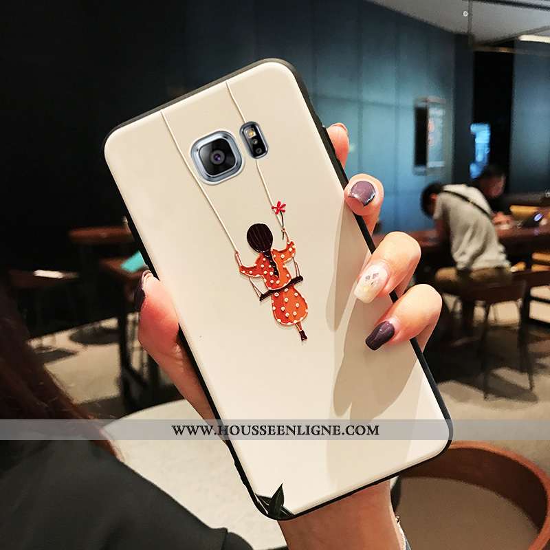 Étui Samsung Galaxy S7 Edge Fluide Doux Silicone Personnalité Blanc Gaufrage Coque Petit Blanche