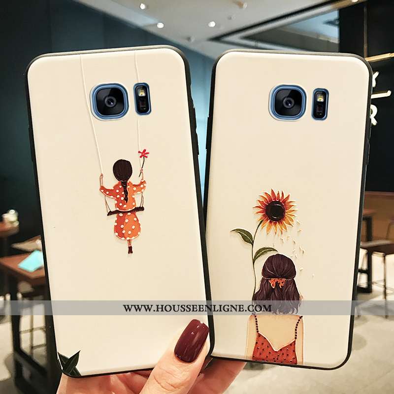 Étui Samsung Galaxy S7 Edge Fluide Doux Silicone Personnalité Blanc Gaufrage Coque Petit Blanche