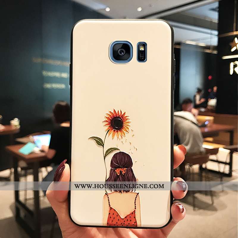 Étui Samsung Galaxy S7 Edge Fluide Doux Silicone Personnalité Blanc Gaufrage Coque Petit Blanche