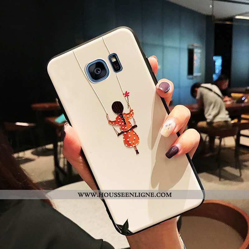 Étui Samsung Galaxy S7 Edge Fluide Doux Silicone Personnalité Blanc Gaufrage Coque Petit Blanche