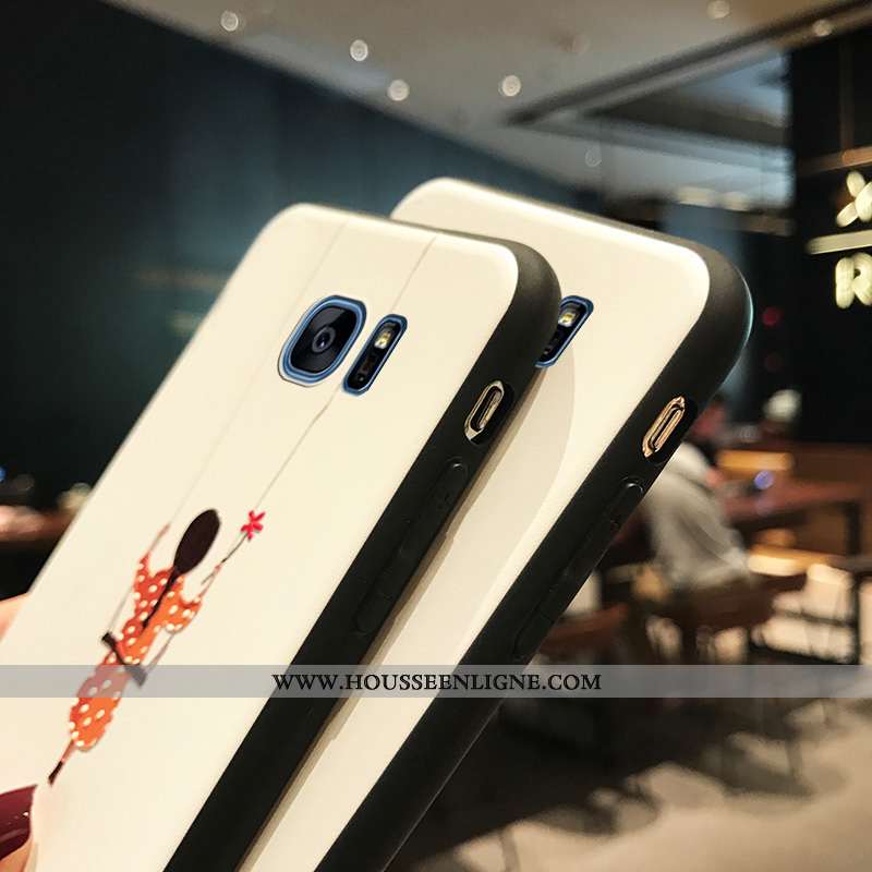 Étui Samsung Galaxy S7 Edge Fluide Doux Silicone Personnalité Blanc Gaufrage Coque Petit Blanche