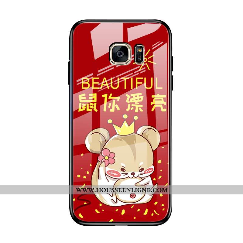 Étui Samsung Galaxy S7 Edge Légère Protection Téléphone Portable Créatif Style Chinois Verre Rouge