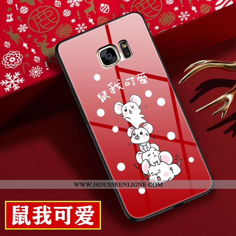 Étui Samsung Galaxy S7 Edge Légère Protection Téléphone Portable Créatif Style Chinois Verre Rouge