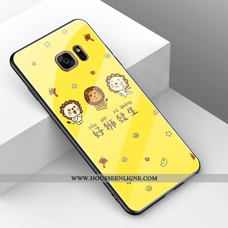 Étui Samsung Galaxy S7 Fluide Doux Protection Coque Nouveau Net Rouge Verre Jaune