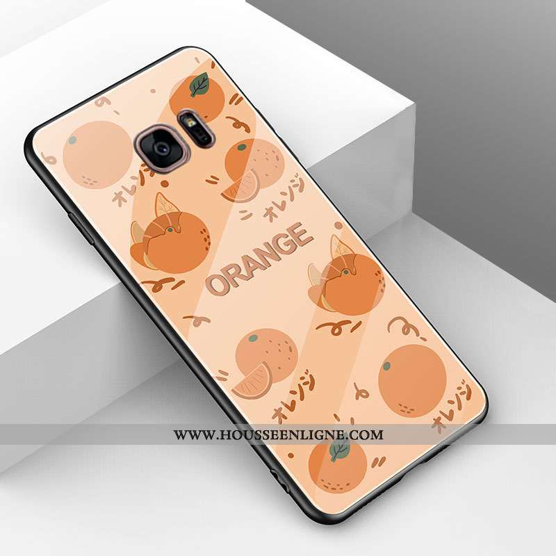 Étui Samsung Galaxy S7 Fluide Doux Protection Coque Nouveau Net Rouge Verre Jaune