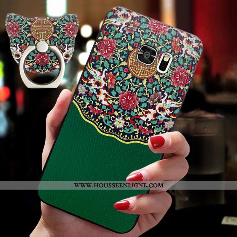 Étui Samsung Galaxy S7 Fluide Doux Silicone Style Chinois Rouge Téléphone Portable Personnalité Orne