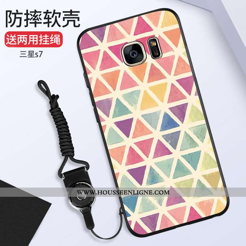 Étui Samsung Galaxy S7 Mode Ornements Suspendus Silicone Étoile Tout Compris Rose Téléphone Portable
