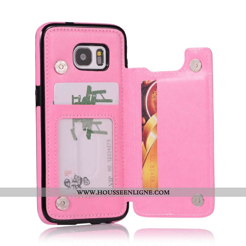 Étui Samsung Galaxy S7 Portefeuille Protection Support Tout Compris Rose Coque